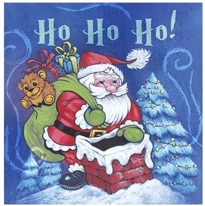 חנה ק. אוסף חתימה נייר חג המולד סנטה | חבילה של 36 מפיות, מפית משקאות/36 CT, כחול, אדום
